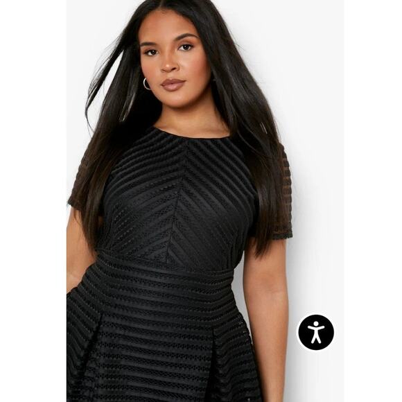 Boohoo Full Skirted Prom Midi Dress Women's 24 Black NWT Plus Boutique Lined Net - Picture 3 of 14